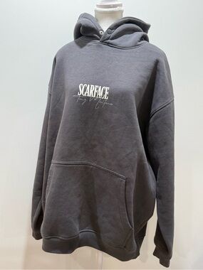 Pull&Bear Scarface Charcoal Gray Hoodie